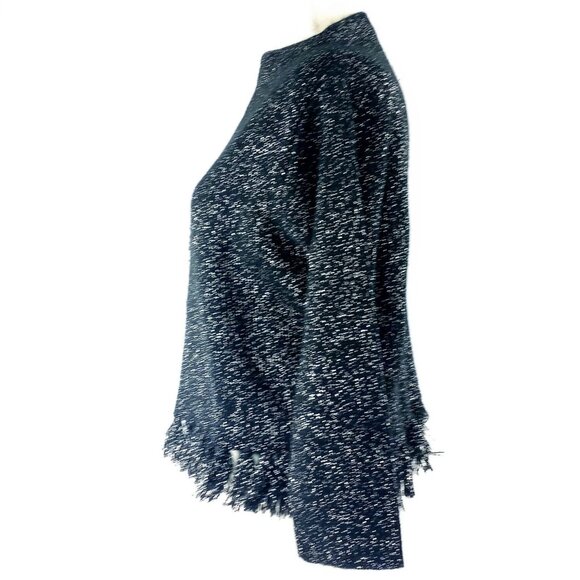 Vintage Black Sparkly Cropped Tasseled Tinsel 3/4 Sleeve Sweater Rosanna Med. - Picture 2 of 8